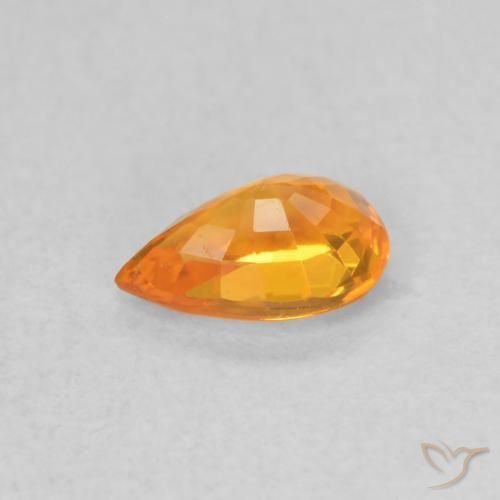 Zaffiro Arancione brillante naturale da 0.52 ct, Forma a pera, VVS-VS