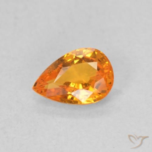 Zaffiro Arancione brillante naturale da 0.53 ct, Forma a pera, VVS-VS