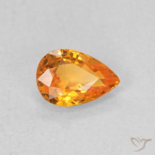 Zaffiro Arancione brillante naturale da 0.53 ct, Forma a pera, VVS-VS