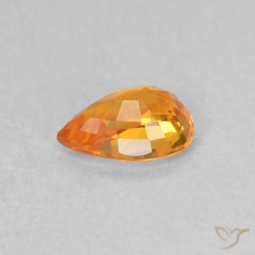 Zaffiro Arancione brillante naturale da 0.53 ct, Forma a pera, VVS-VS