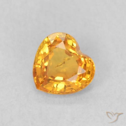 0.44ct Naturale Arancione brillante Zaffiro, Cuore, VS