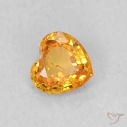 Zaffiro Arancione brillante naturale da 0.44 ct, Cuore, VS