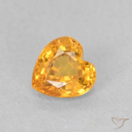 0.50ct Naturale Arancione brillante Zaffiro, Cuore, VS