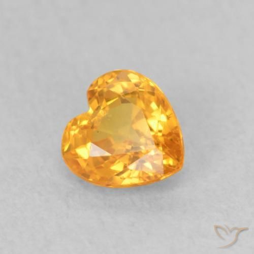 Zaffiro Arancione brillante naturale da 0.50 ct, Cuore, VS