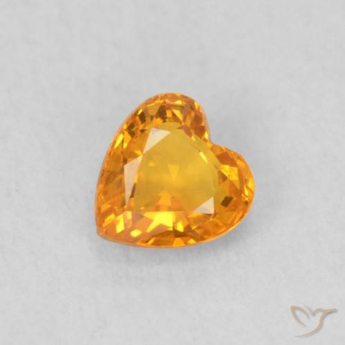 0.41ct Naturale Arancione brillante Zaffiro, Cuore, VS