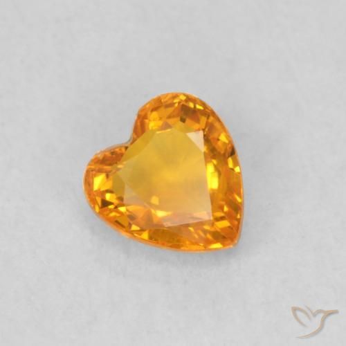 Zaffiro Arancione brillante naturale da 0.41 ct, Cuore, VS