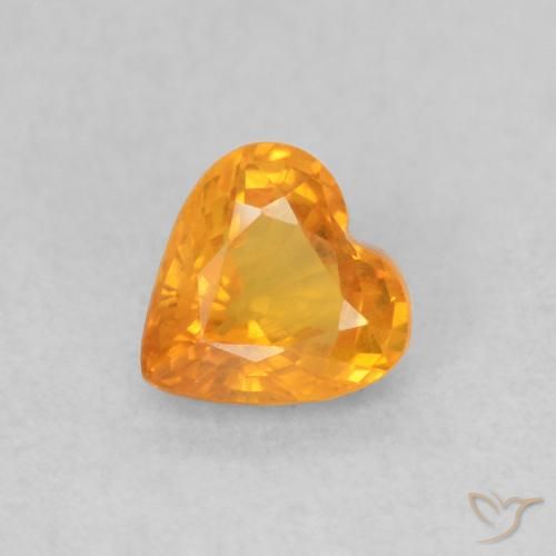 0.48ct Naturale Arancio Medio Zaffiro, Cuore, VS