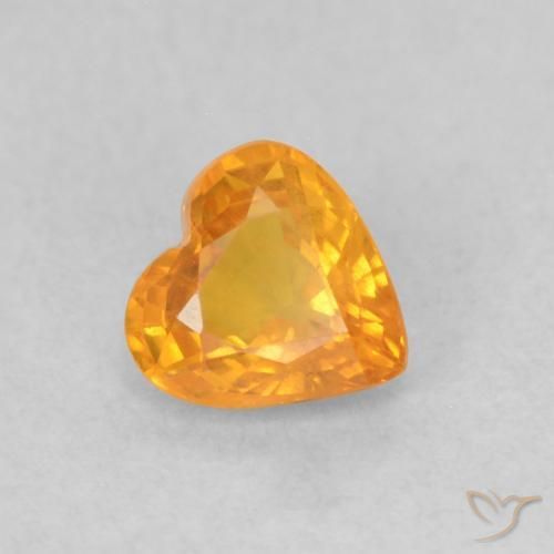 Zaffiro Arancio Medio naturale da 0.48 ct, Cuore, VS