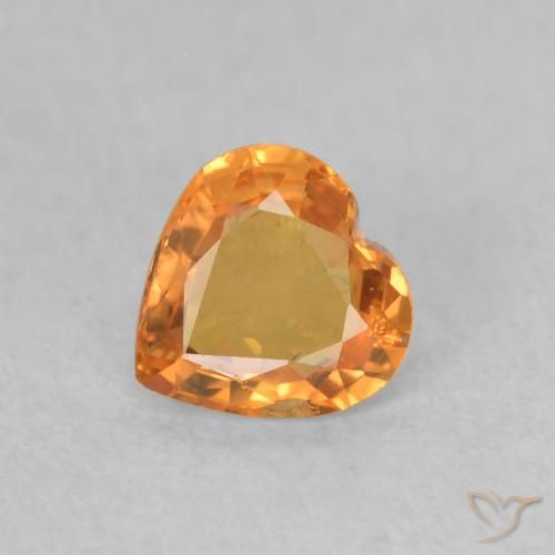 0.42ct Naturale Arancione brillante Zaffiro, Cuore, VS