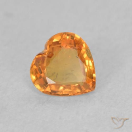 Zaffiro Arancione brillante naturale da 0.42 ct, Cuore, VS