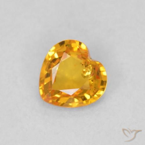 0.40ct Naturale Arancio Medio Zaffiro, Cuore, VS