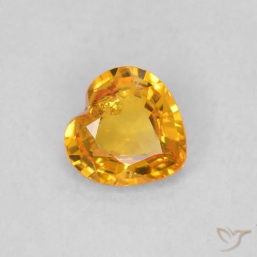 Zaffiro Arancio Medio naturale da 0.40 ct, Cuore, VS