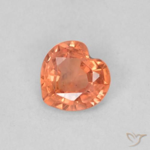 0.34ct Naturale Arancio Medio Zaffiro, Cuore, VS
