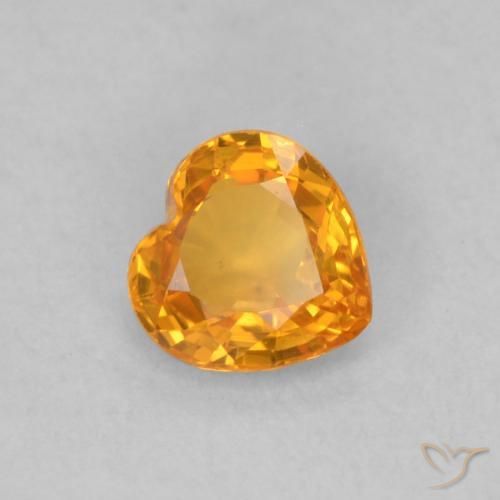 Zaffiro Miele arancione naturale da 0.44 ct, Cuore, VS