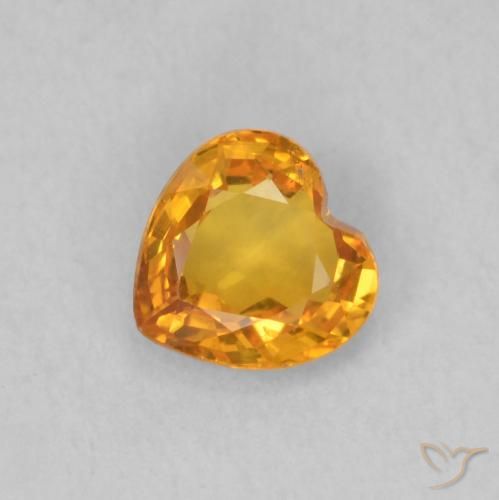 0.43ct Naturale Albicocca Arancia Zaffiro, Cuore, VS