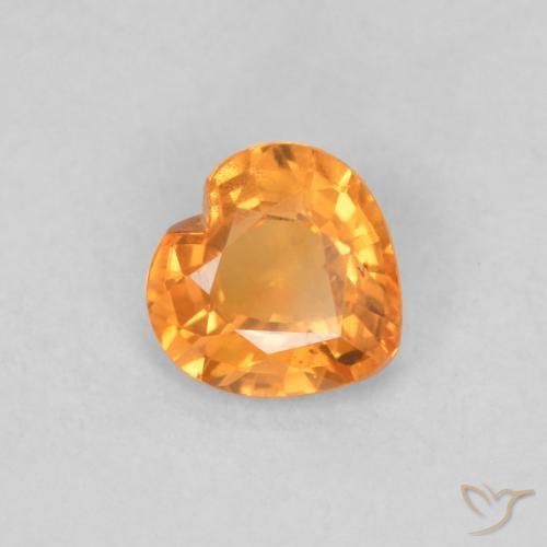 Zaffiro Arancio Intenso naturale da 0.37 ct, Cuore, VS