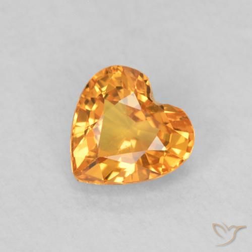 Zaffiro Arancione brillante naturale da 0.49 ct, Cuore, VS