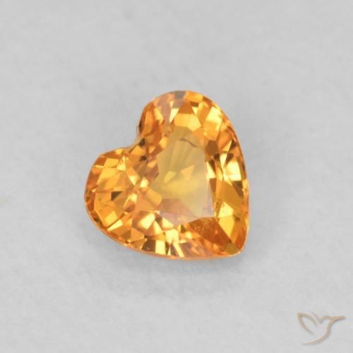 Zaffiro Arancione brillante naturale da 0.49 ct, Cuore, VS