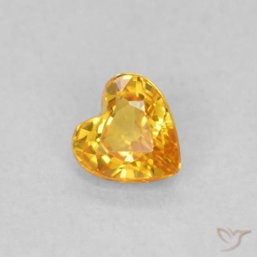 0.34ct Naturale Arancione brillante Zaffiro, Cuore, VS
