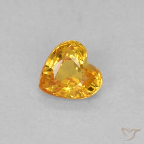 Zaffiro Arancione brillante naturale da 0.34 ct, Cuore, VS