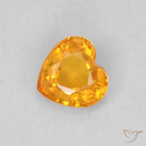 0.44ct Naturale Arancione brillante Zaffiro, Cuore, VS