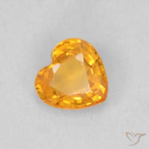 Zaffiro Arancione brillante naturale da 0.44 ct, Cuore, VS