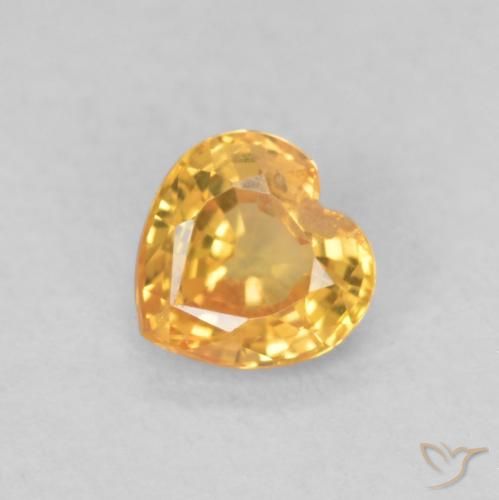 0.43ct Naturale Arancio chiaro-Oro Zaffiro, Cuore, VS