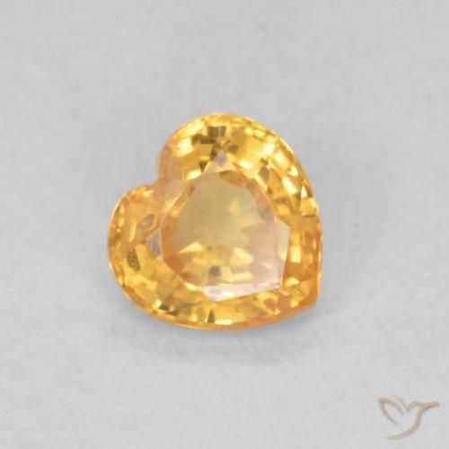 Zaffiro Arancio chiaro-Oro naturale da 0.43 ct, Cuore, VS