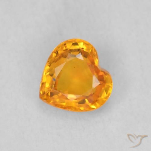 0.48ct Naturale Arancione brillante Zaffiro, Cuore, VS, Photo A