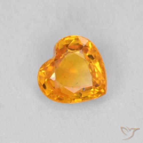 Zaffiro Arancione brillante naturale da 0.48 ct, Cuore, VS