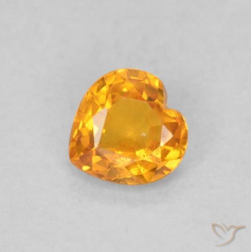 0.40ct Naturale Arancio Intenso Zaffiro, Cuore, VS