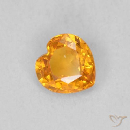 Zaffiro Arancio Intenso naturale da 0.40 ct, Cuore, VS