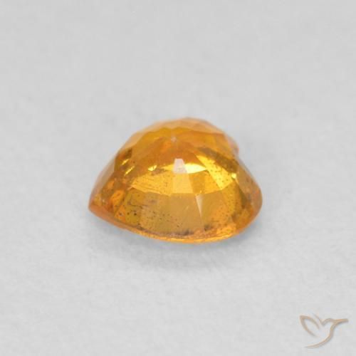 Zaffiro Miele arancione naturale da 0.47 ct, Cuore, VS