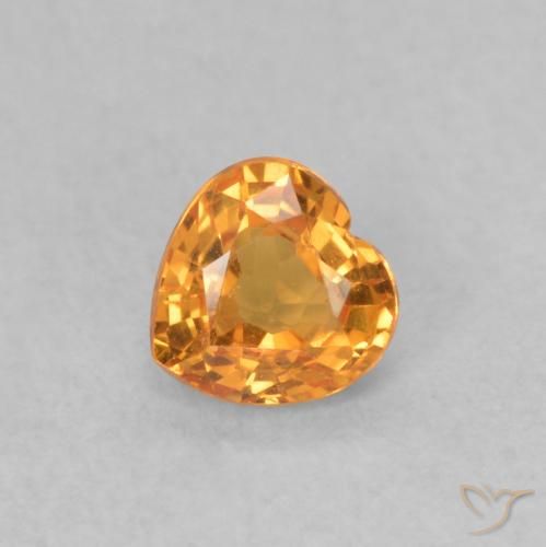 0.40ct Naturale Albicocca Arancia Zaffiro, Cuore, VS