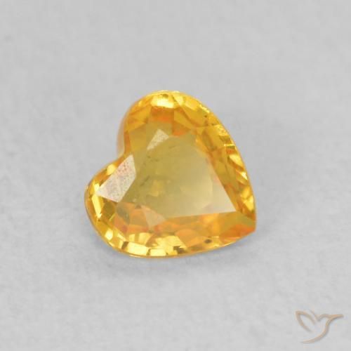 Zaffiro Arancio-Oro naturale da 0.41 ct, Cuore, VS