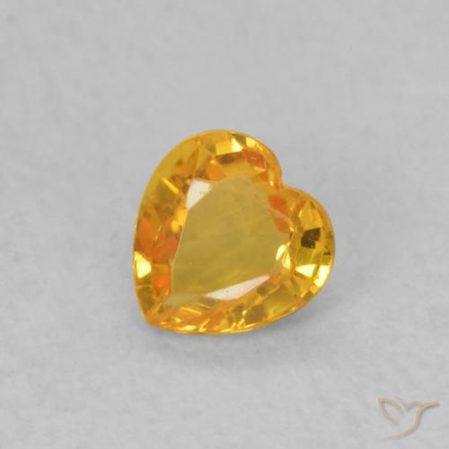 0.32ct Naturale Arancio Medio Zaffiro, Cuore, VS