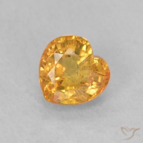 0.54ct Naturale Arancione brillante Zaffiro, Cuore, VS