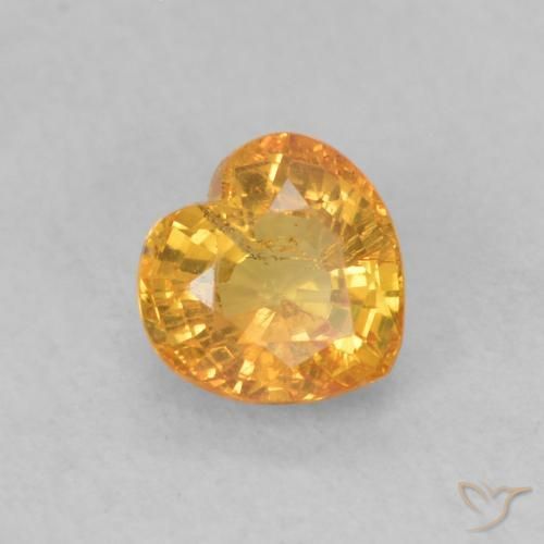 Zaffiro Arancione brillante naturale da 0.54 ct, Cuore, VS