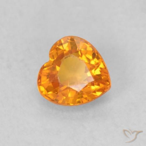 Zaffiro Arancio Medio naturale da 0.54 ct, Cuore, VS
