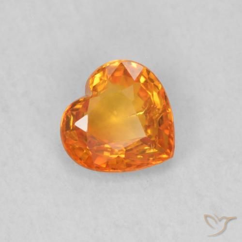Zaffiro Arancione brillante naturale da 0.42 ct, Cuore, VS
