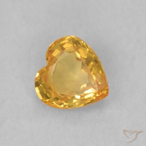 Zaffiro Arancio-Oro naturale da 0.46 ct, Cuore, VVS-VS