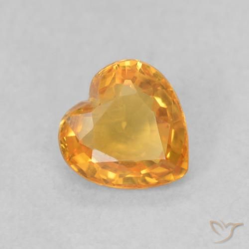 Zaffiro Albicocca Arancia naturale da 0.45 ct, Cuore, VVS-VS