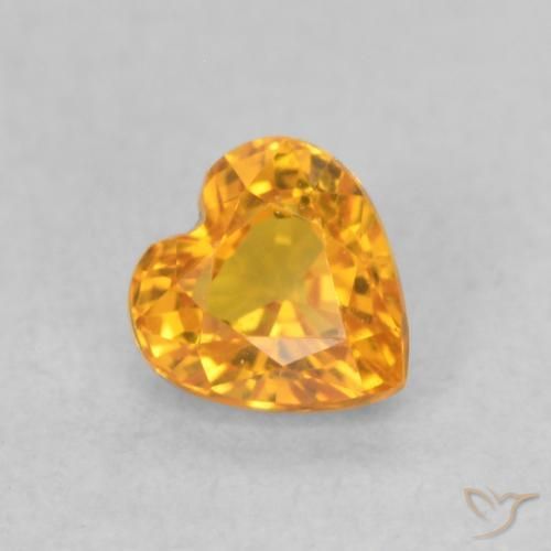 Zaffiro Albicocca Arancia naturale da 0.55 ct, Cuore, VVS-VS