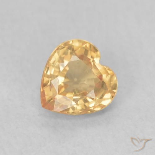 Zaffiro Dorato naturale da 0.44 ct, Cuore, VVS-VS