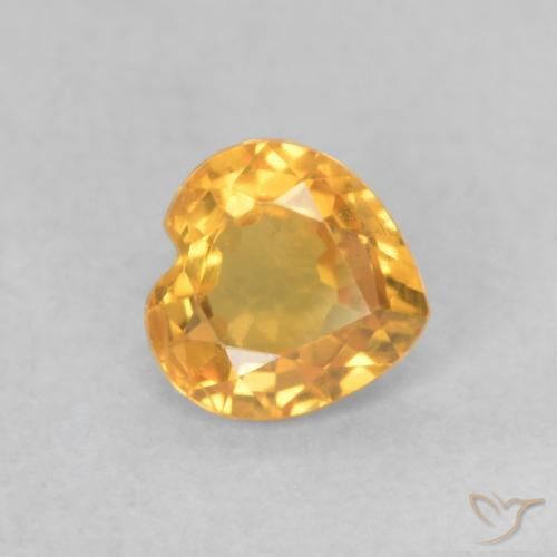 Zaffiro Arancio-Oro naturale da 0.40 ct, Cuore, VVS-VS