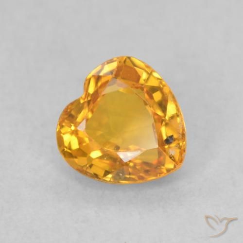 0.51ct Naturale Arancio Scuro-Oro Zaffiro, Cuore, VVS-VS