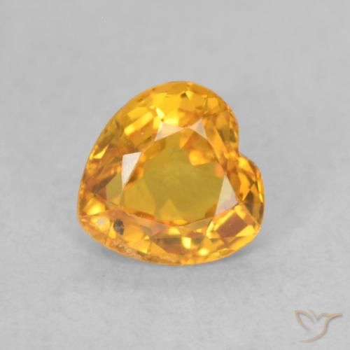 Zaffiro Arancio Scuro-Oro naturale da 0.51 ct, Cuore, VVS-VS