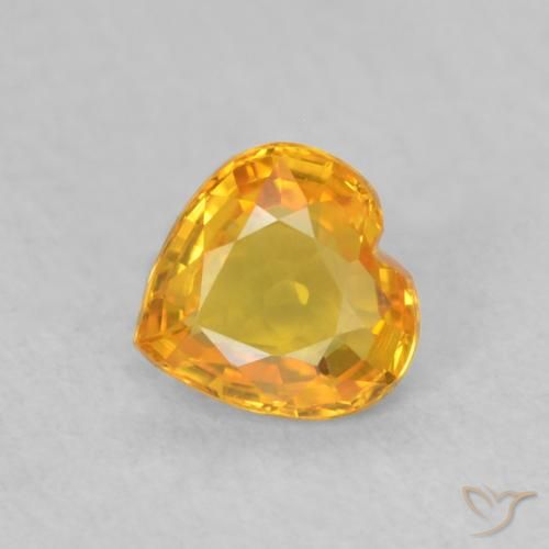 Zaffiro Arancio-Oro naturale da 0.40 ct, Cuore, VVS-VS