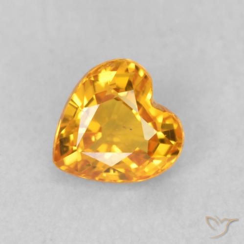 0.48ct Naturale Arancio-Oro Zaffiro, Cuore, VS