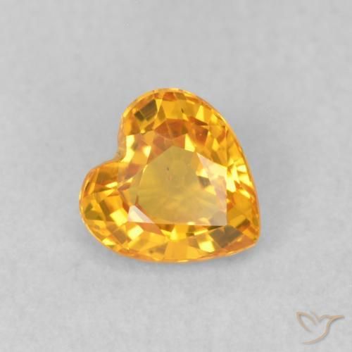 Zaffiro Arancio-Oro naturale da 0.48 ct, Cuore, VS